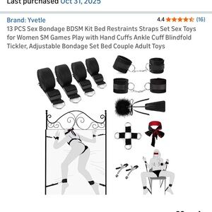 13-Piece Black Bondage Restraint Kit with Blindfold & Tickler